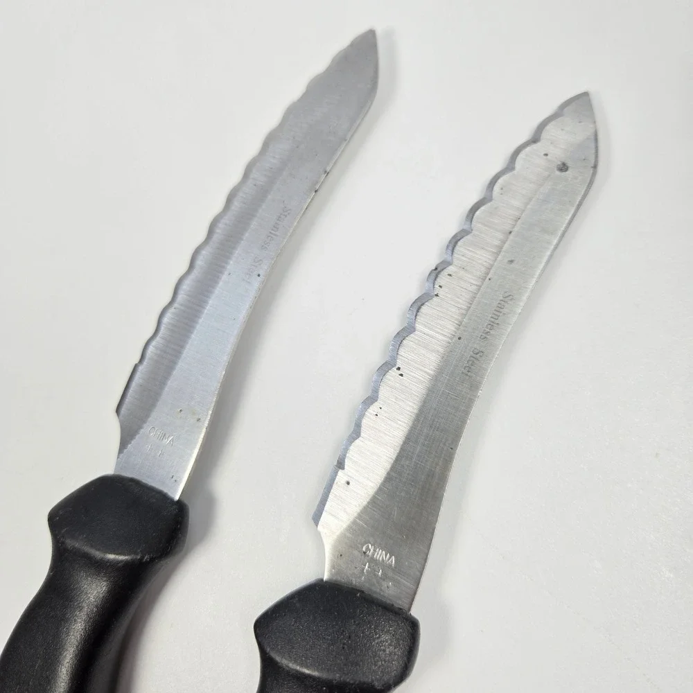 Miracle Blade III Perfection Series Steak Knives Set of 2 Stainless Black Handle